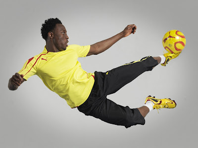 pic2, the new PUMA v1.10 soccer boots on Hoffenheim's Nigerian striker Chinedu Obasi