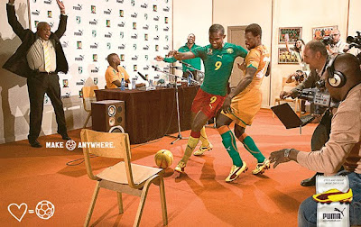 the new PUMA v1.10 soccer boots on Inter Milan's Cameroonian striker Samuel Eto'o